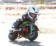 Kid riding a mini bike